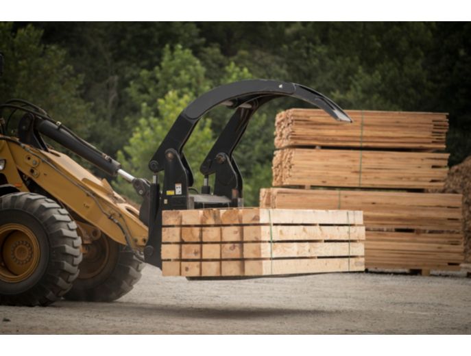 Semi Millyard Forks carrying sawn lumber.