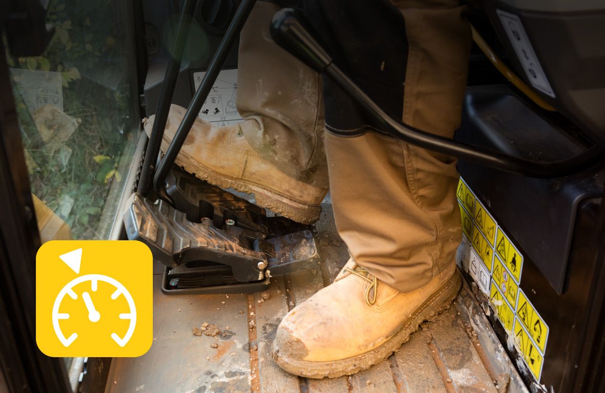 Operator foot on pedals