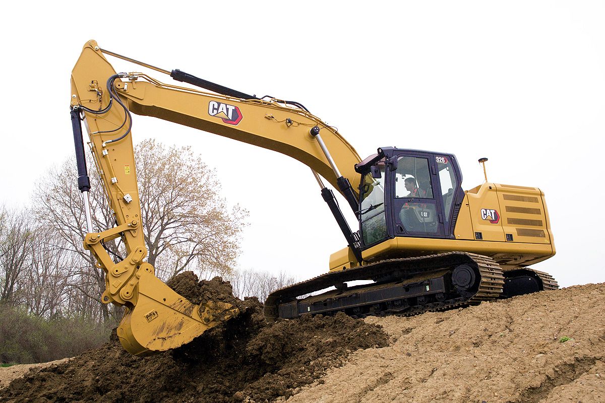 326 Track Excavator digging on hillside