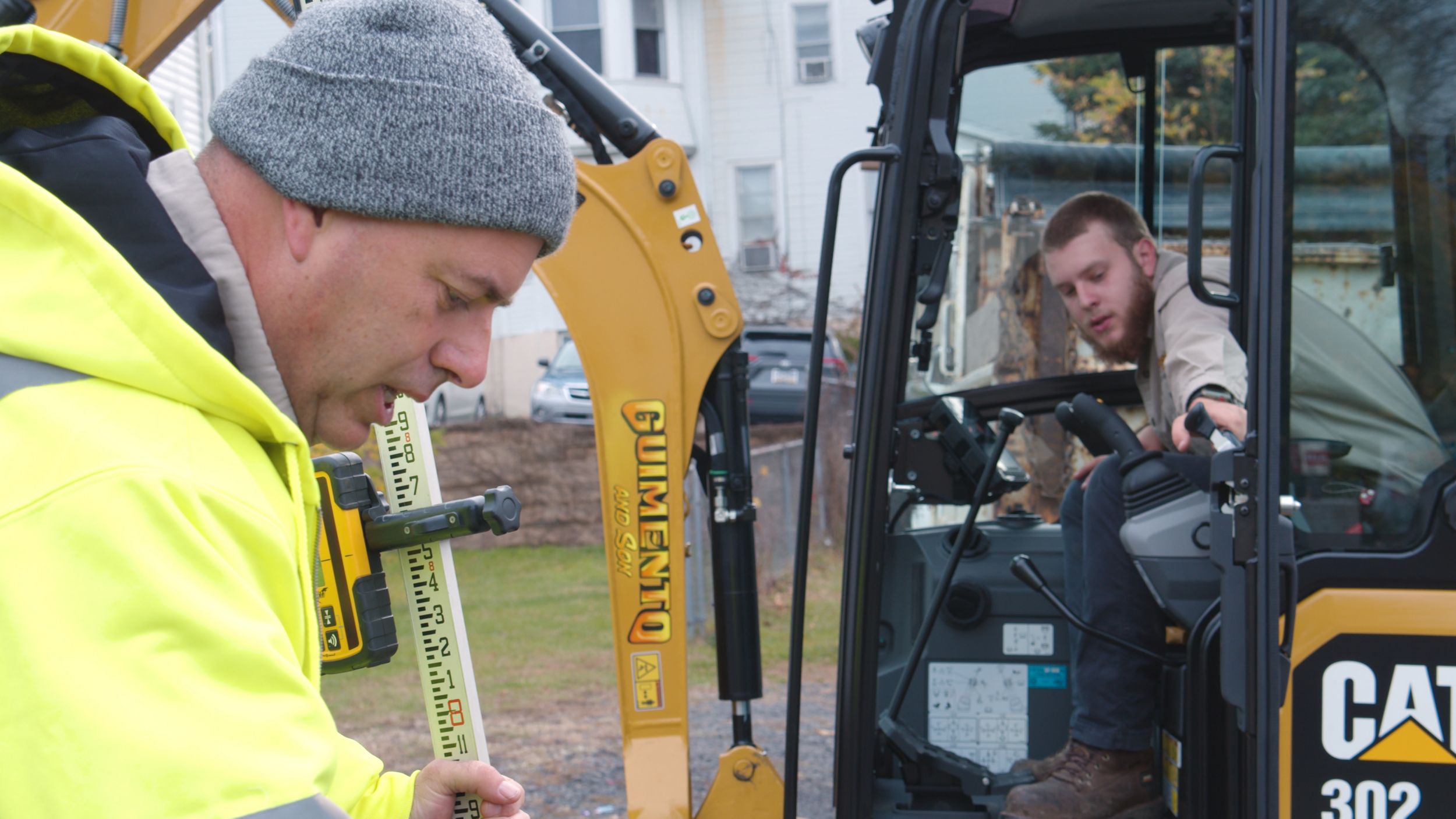 Hardscaper Guimento & Sons with Cat 302 Mini Excavator