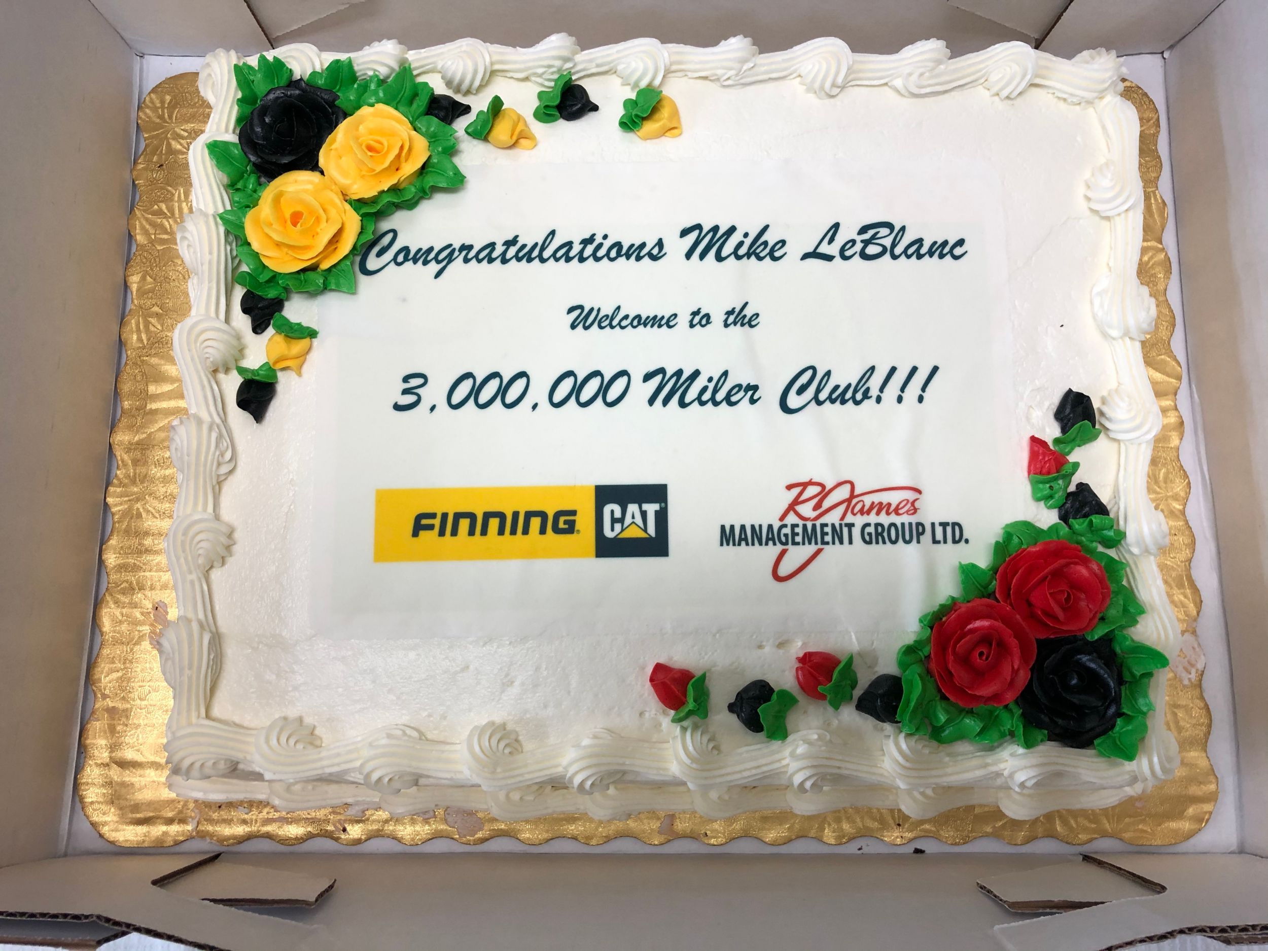 Million Miler celebration cake for Mike