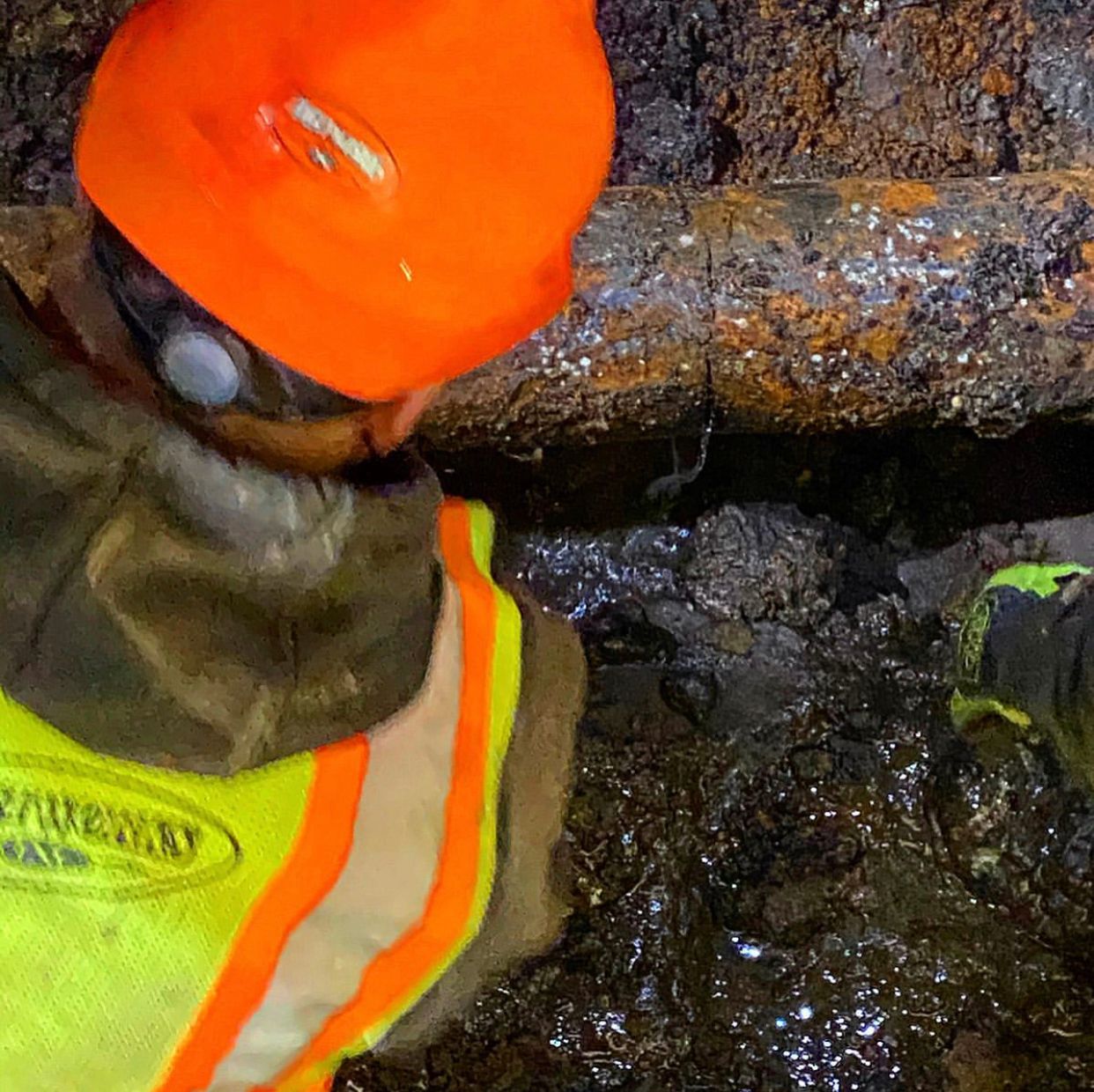 Crew working on keeping water flowing