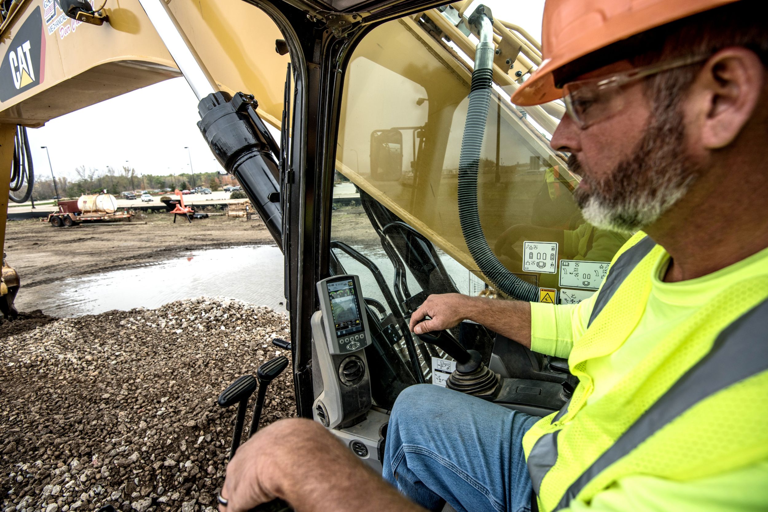 operator in an excavator