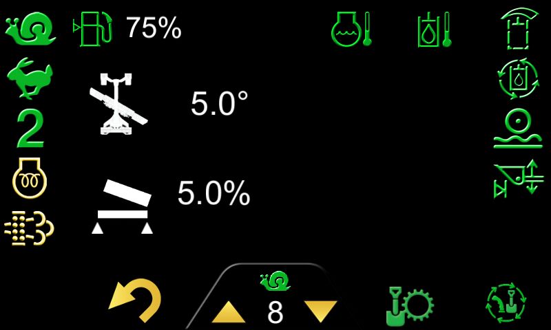 Indicación de ángulo en la pantalla de la máquina