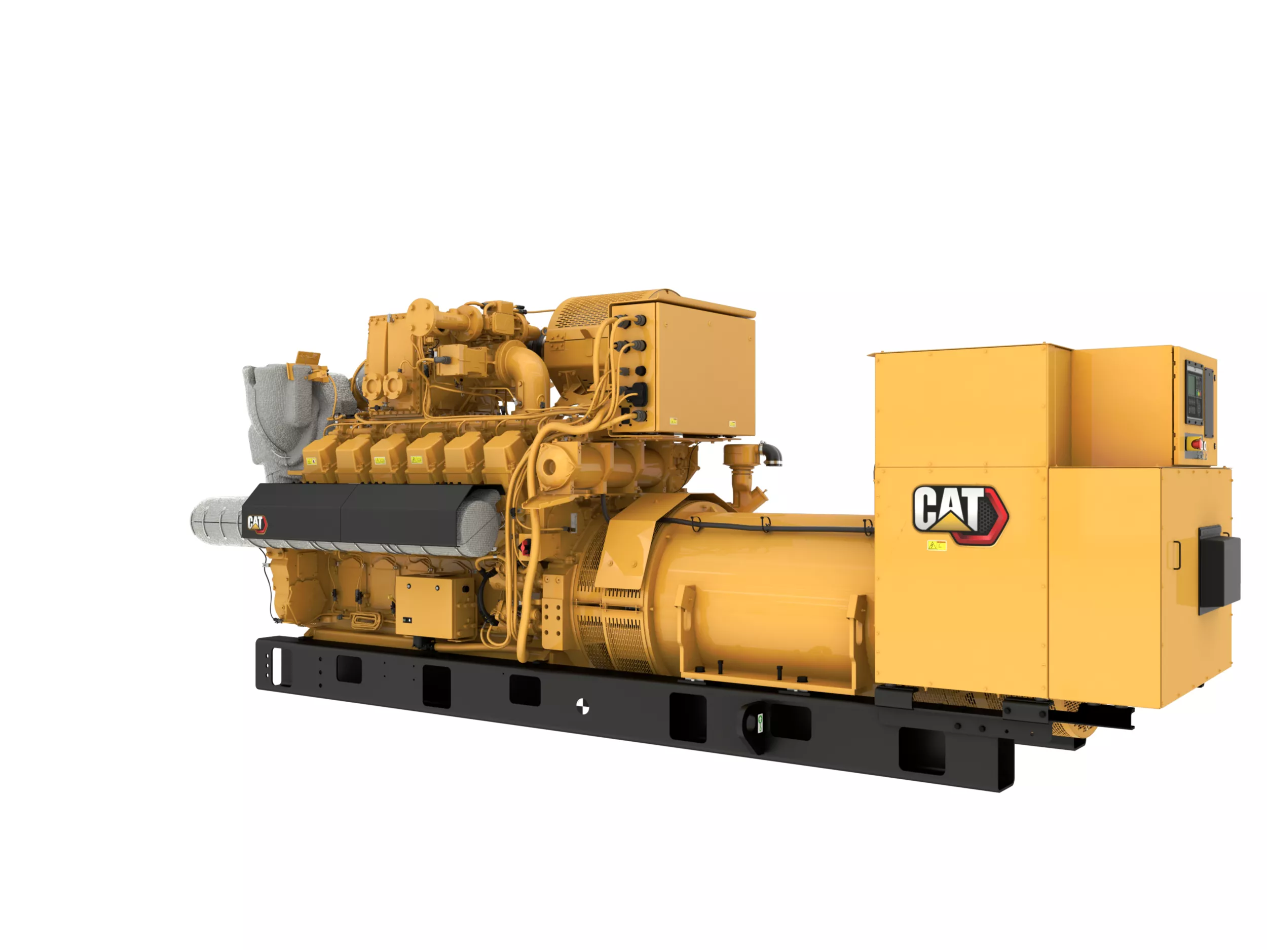 Vista trasera izquierda del Grupo Electrógeno de Gas Abierto G3512H de 50 Hz