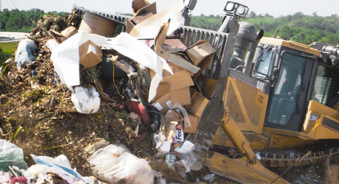 Dozer pushing debris