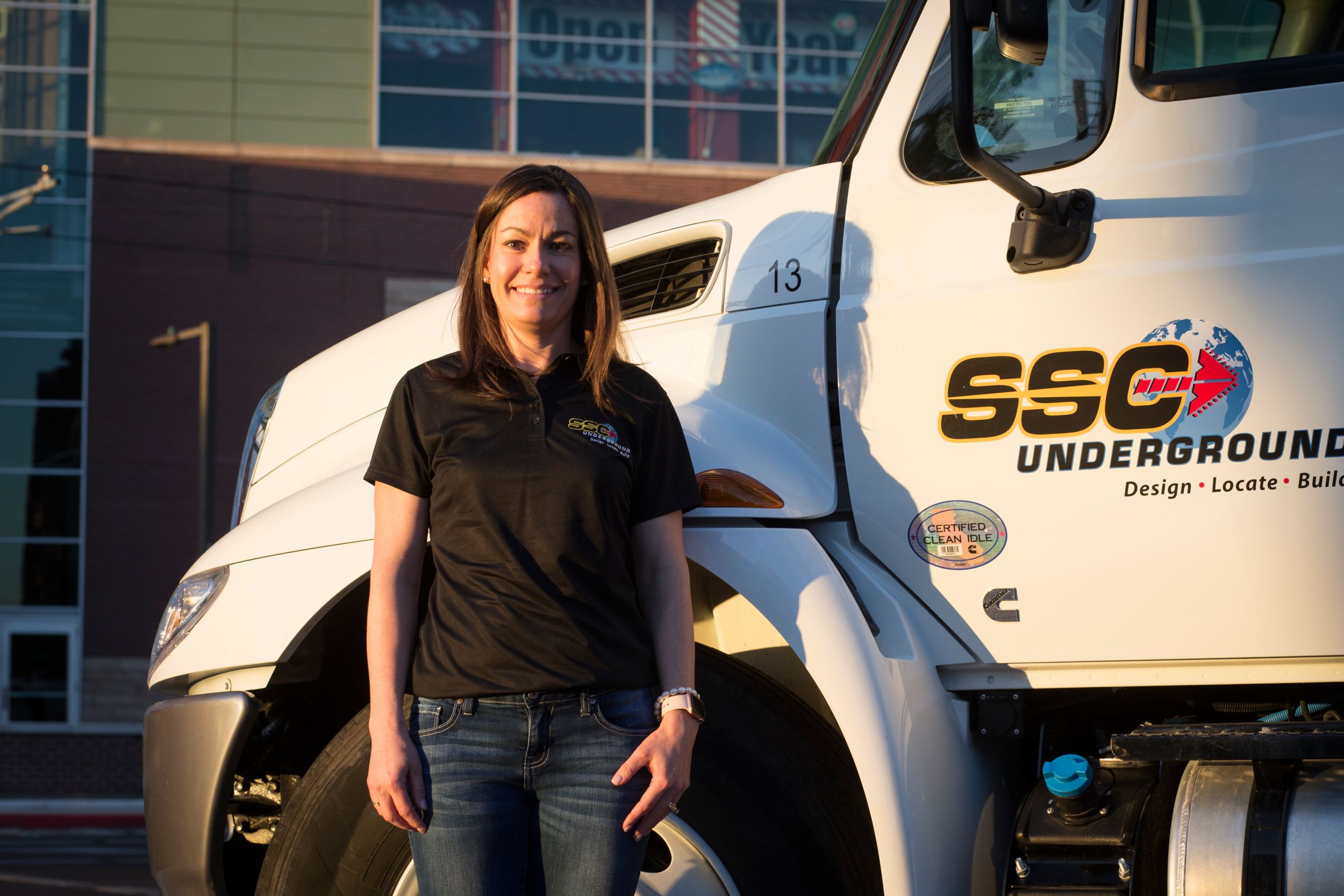 Michelle Walker in front of SSC truck