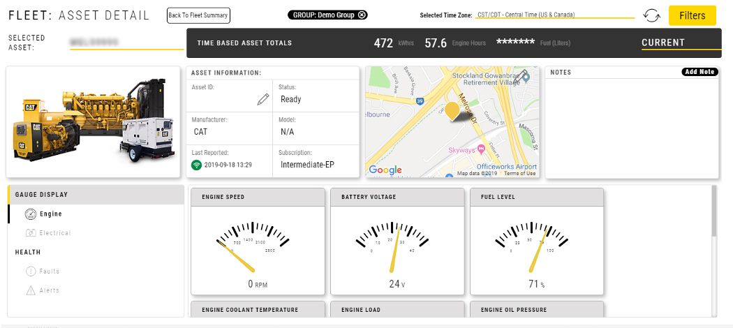 An example of Fuel Level in Asset Detail is shown.