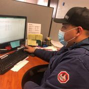 JMH employee taking online COVID training.