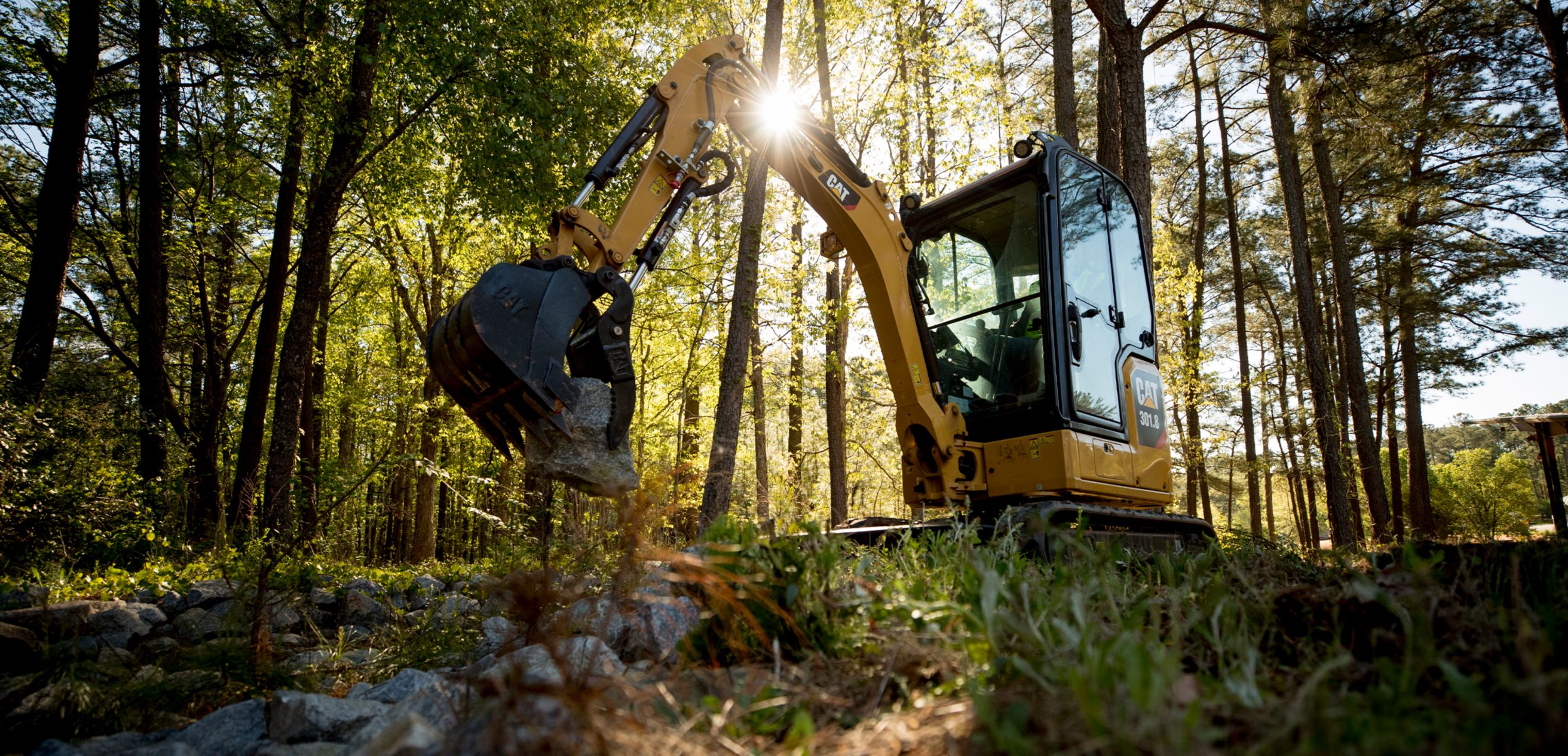 mini excavator on a jobsite