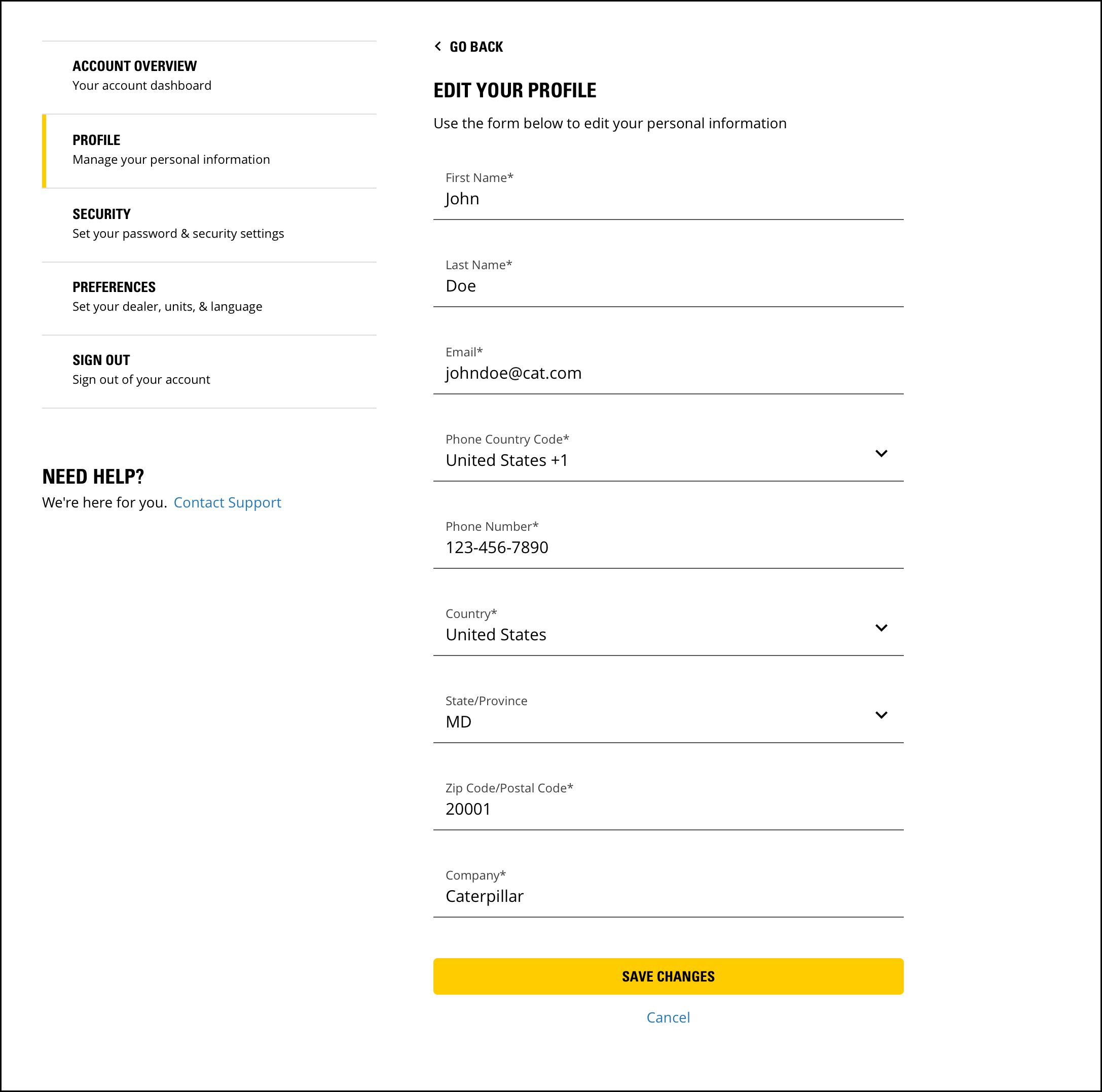 صفحة ملف التعريف