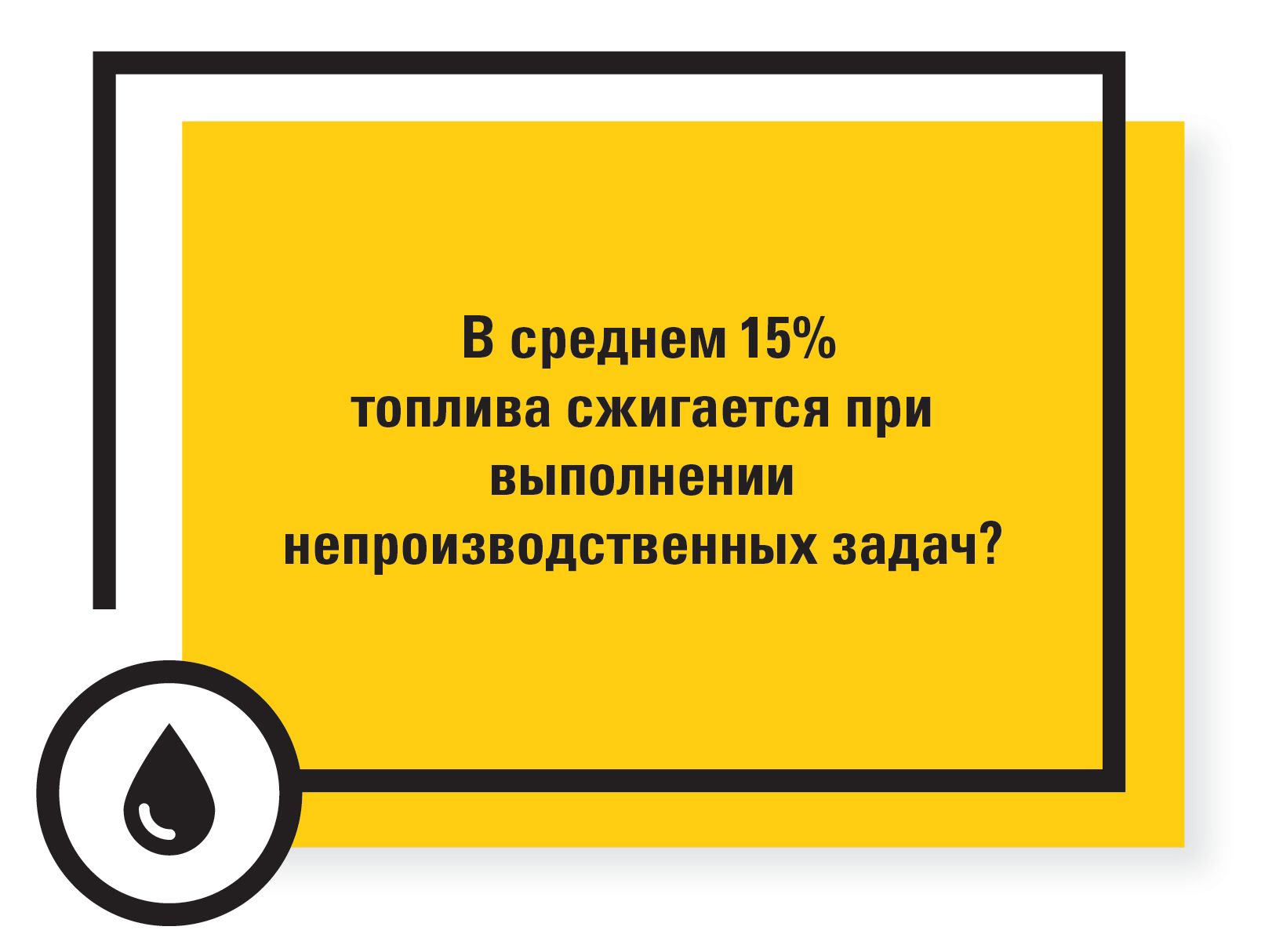 В среднем 15% топлива сжигается при  выполнении  непроизводственных задач? 