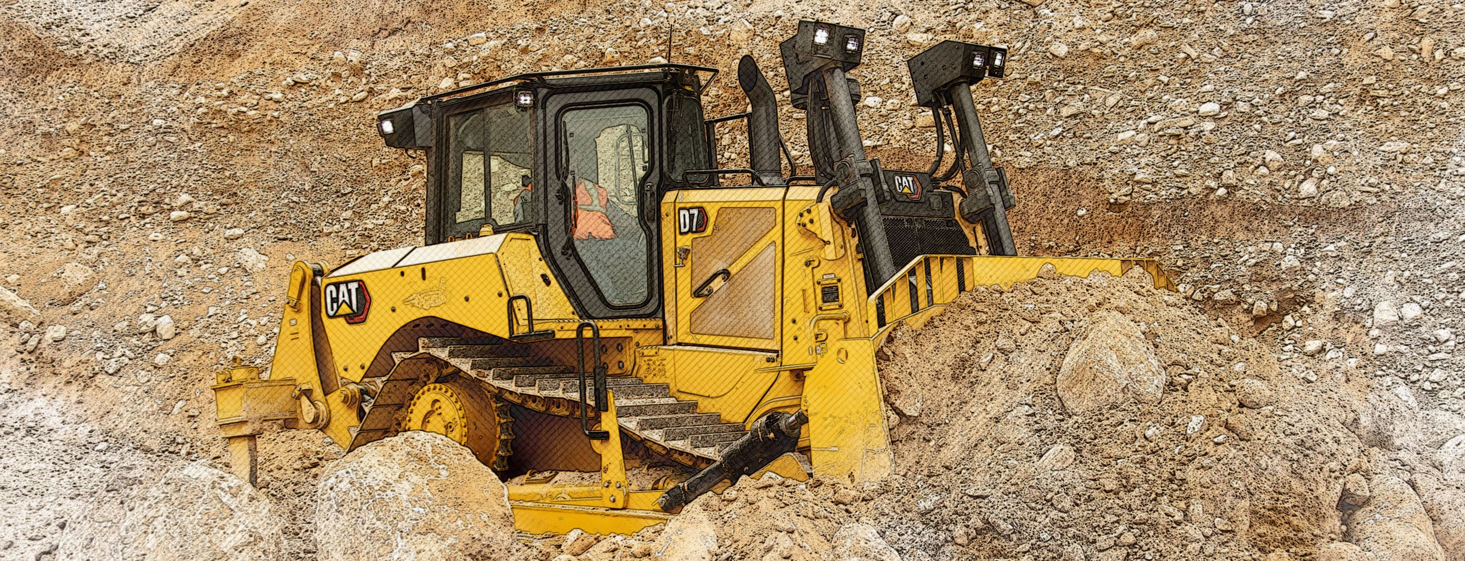 D7 Cat dozer undercarriage in the field