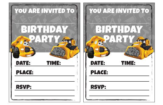Snow Plow Construction Kids Party Invitation