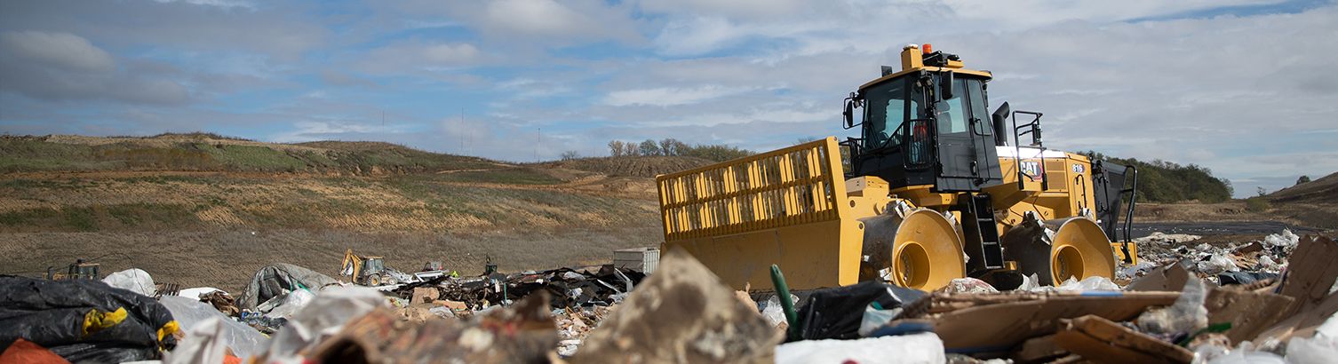 Compactor at landfill