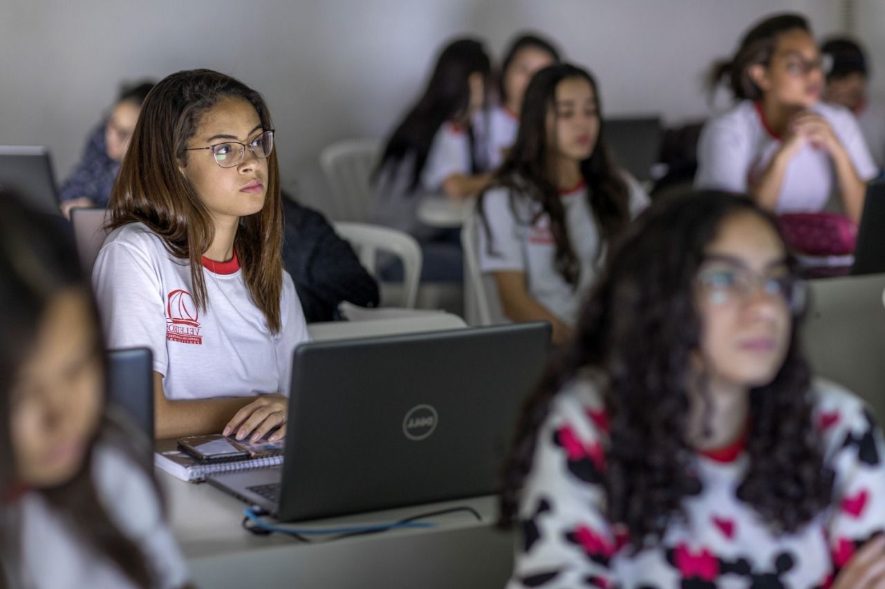 female students in computer lab
