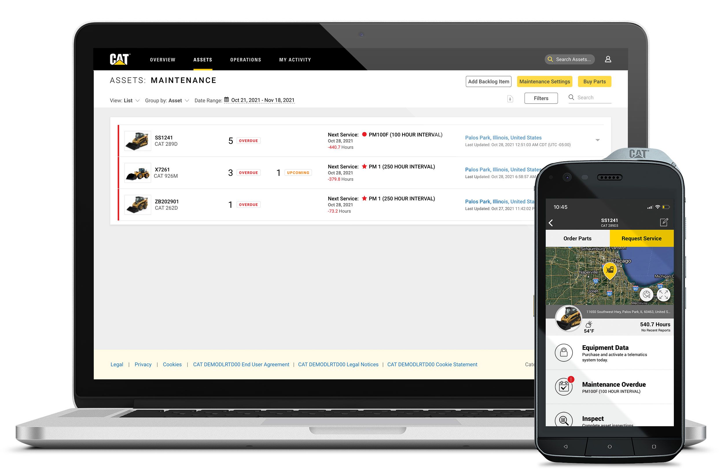 Laptop showing My.Cat.Com and phone showing Cat App