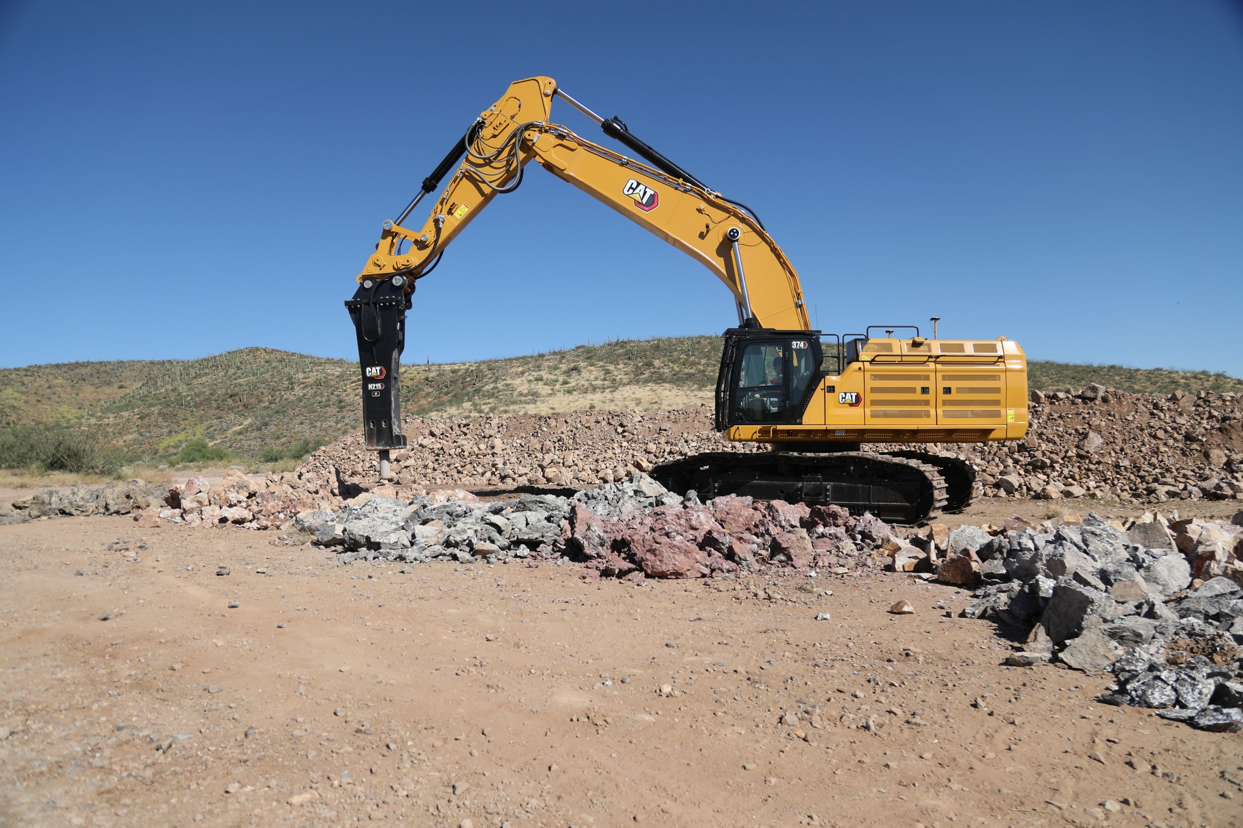 Cat H215 S Performance Hammer on excavator