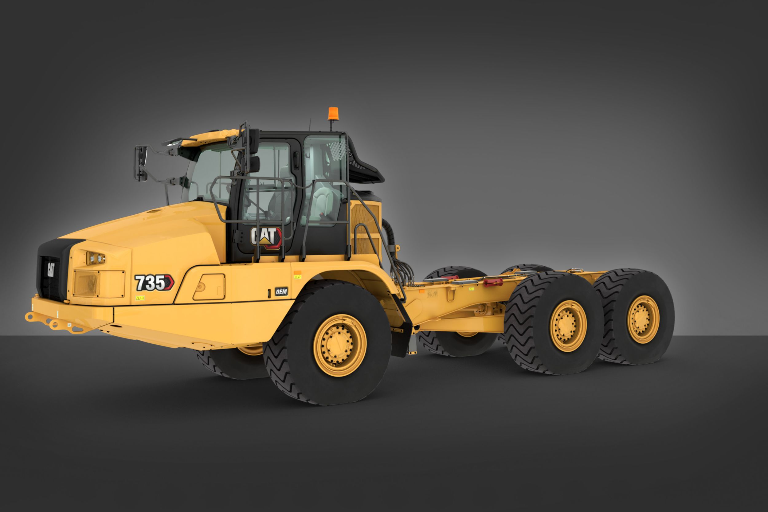 Anpassa Cat 735-chassit för ramstyrd dumper till din specifika tillämpning.
