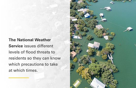 The National Weather Service classifies flood threats by level, which helps them tell residents which precautions to take and when.