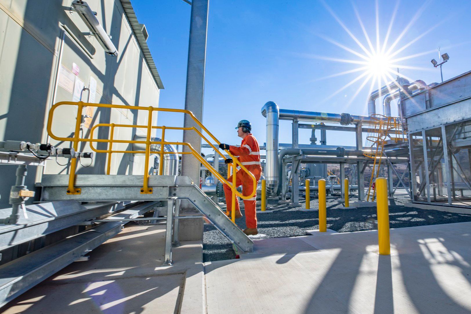 person outside at a facility