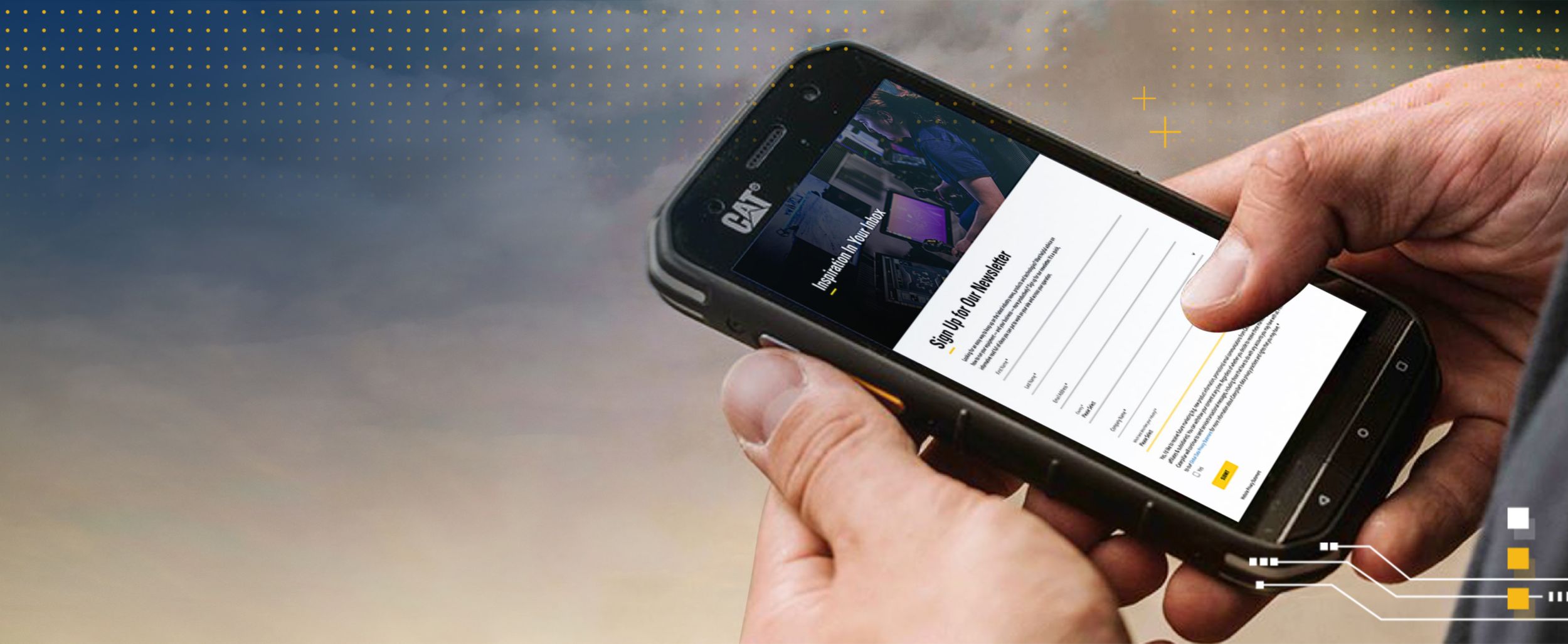 Hand Holding Phone Showing Technology Enews Sign Up Page