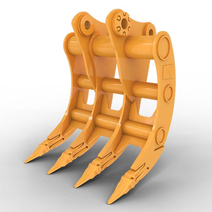 Excavator rake attachment