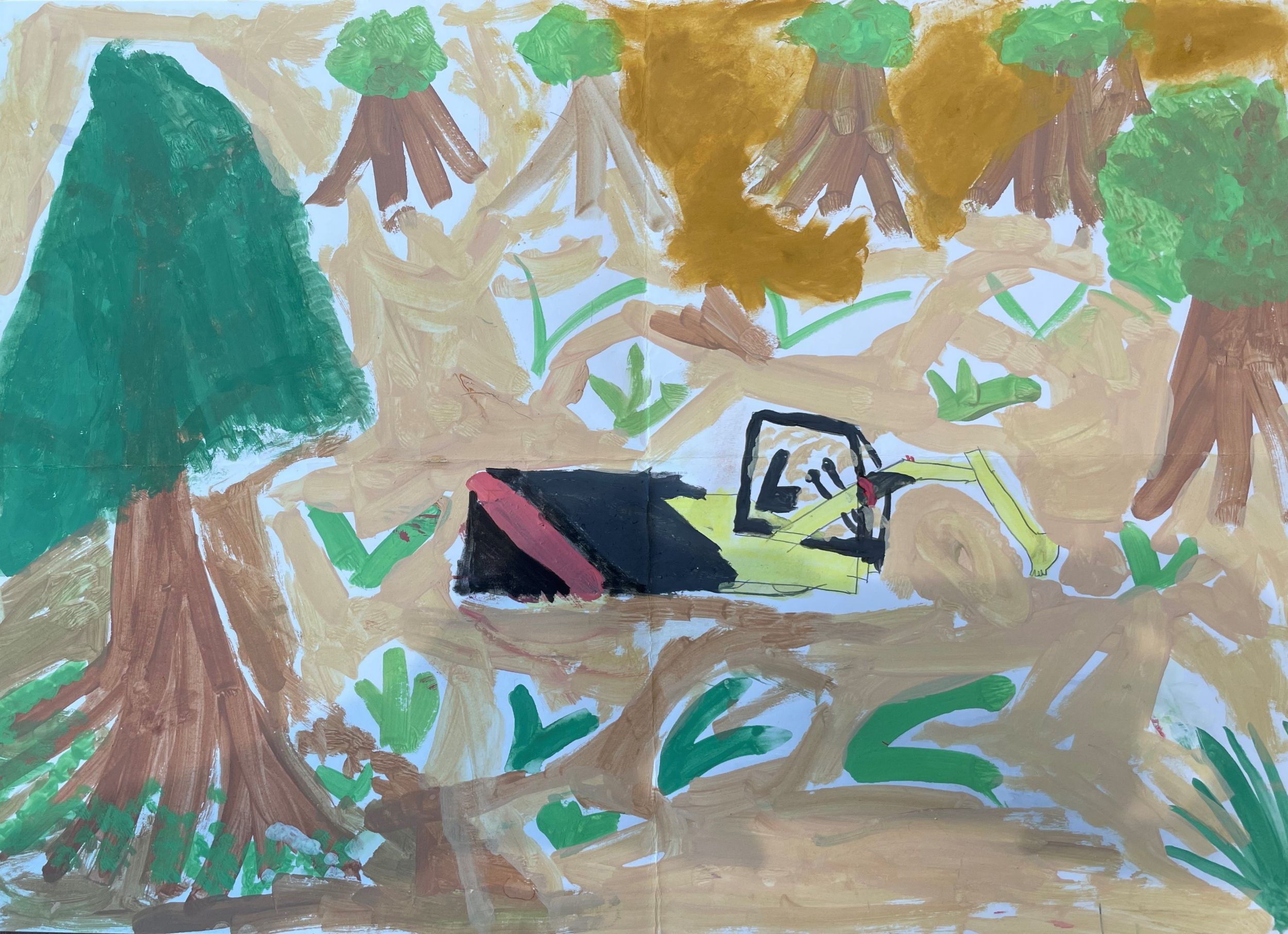 植物をたくさん植えるショベルカー 名