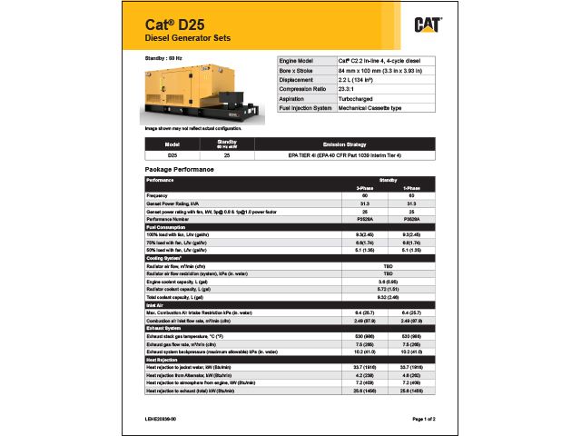 Cat® D25 Diesel Generator Sets
