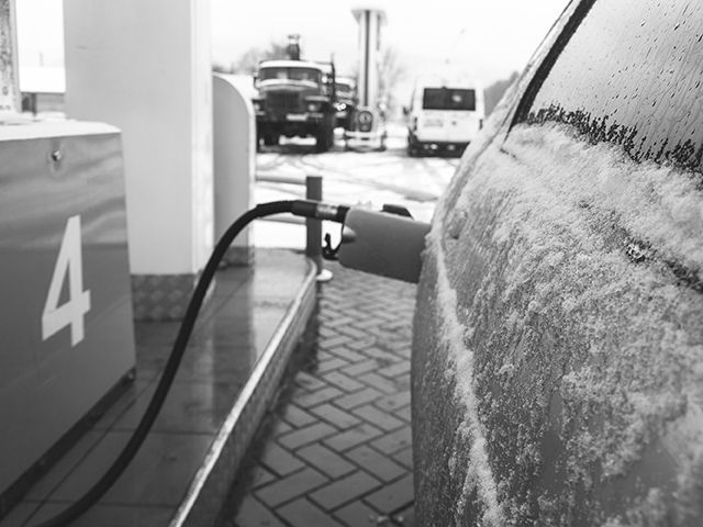 Vehicle getting filled up with gas