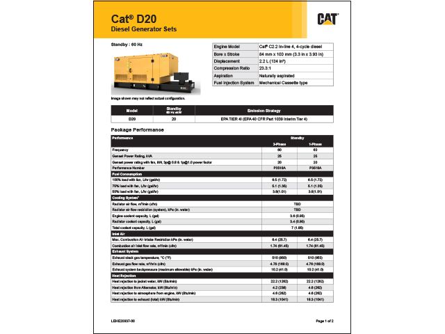 Cat® D20 Diesel Generator Sets