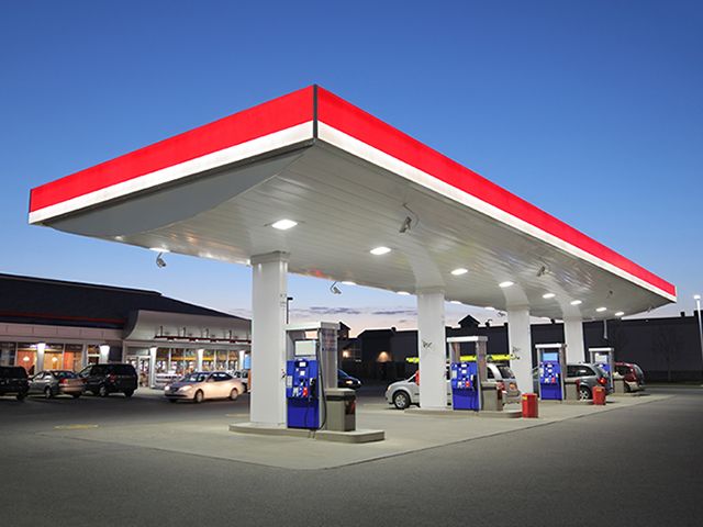 Gas pumps and gas station