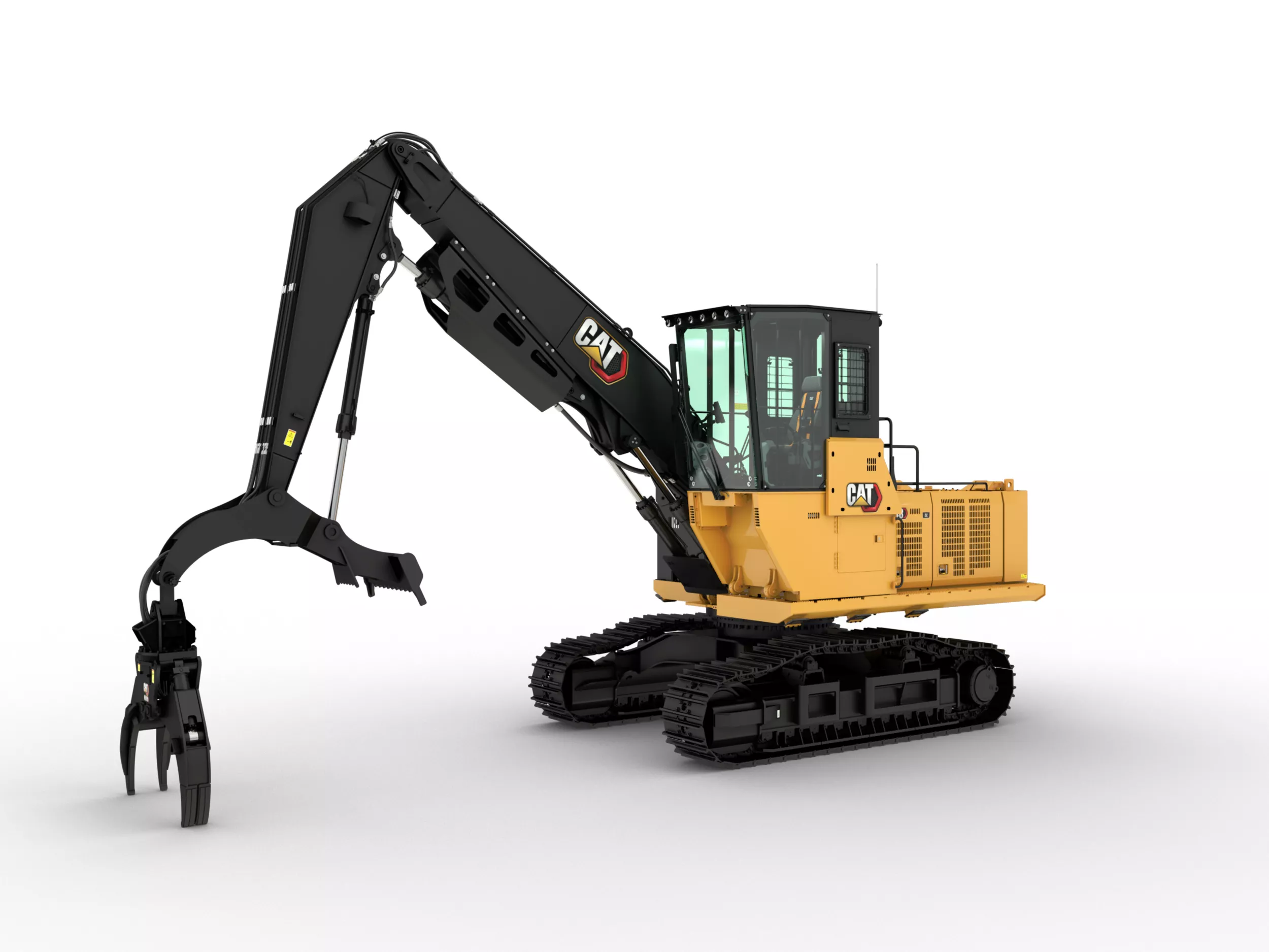 The Cat® FM548 forest machine can load trucks, process logs, build roads, and more with a choice of configurations and attachments.