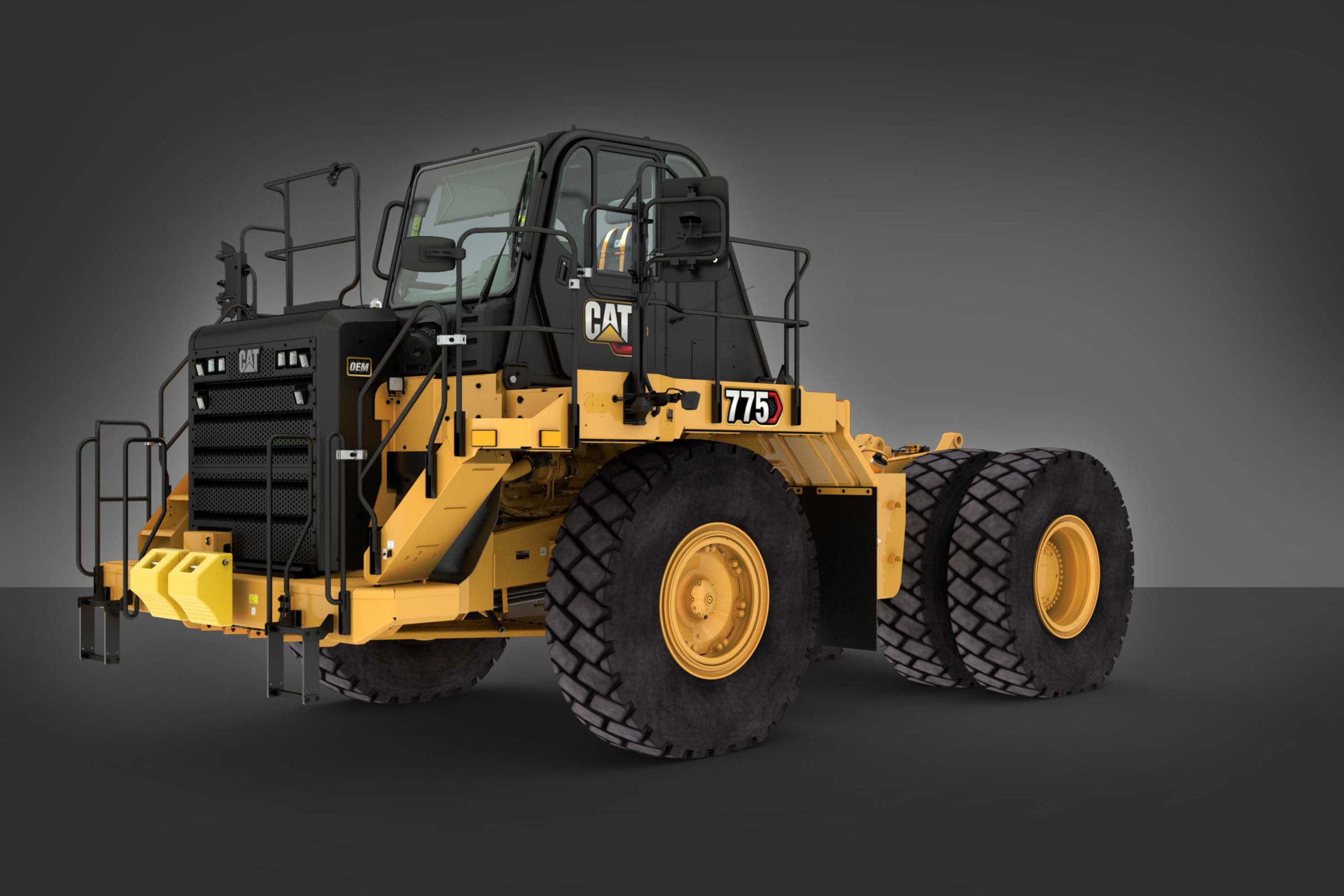 The Cat 775 bare chassis comes equipped with a higher Tractor ROPS certification ratings needed for specialty machines including water trucks, tow trucks, and fuel and lube trucks.