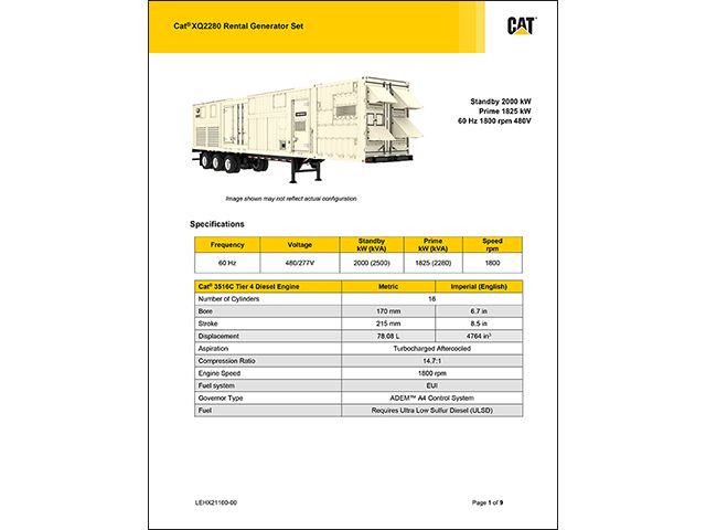 Cat® XQ2280 Rental Generator Set
