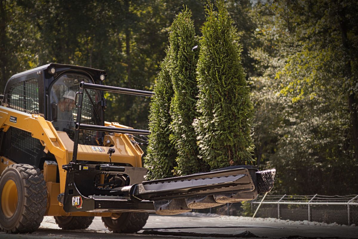 Cat® Nursery Fork Attachments make it easier to load and move large quantities of nursery supplies around.