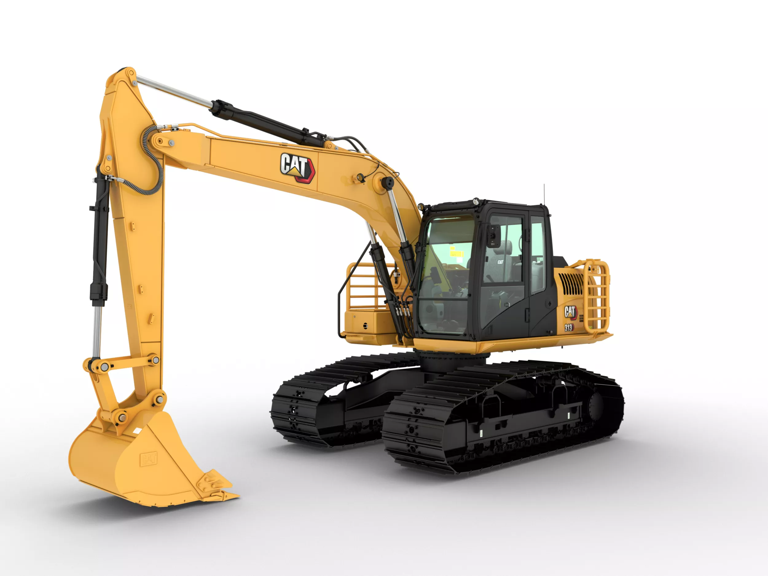Cat 313 low ground pressure hydraulic trackhoe excavator brings premium power, performance, control, digging, trenching, and heavy lifting capability to your large scale projects.
