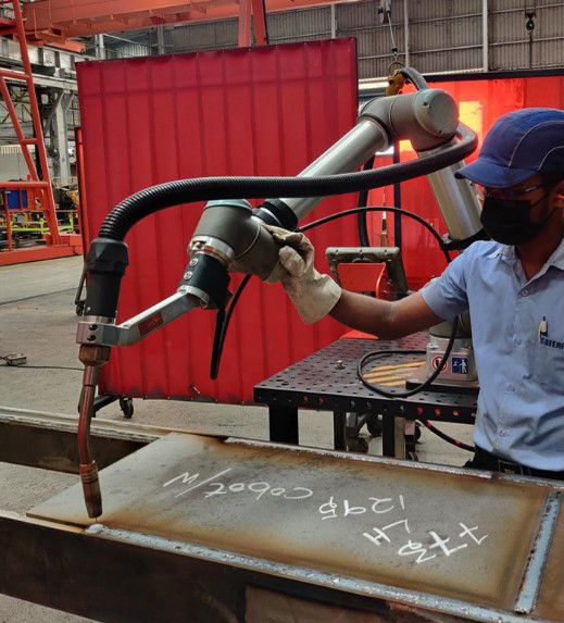 Man operating machine