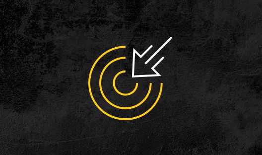 Icon showing an arrow pointing toward the middle of three circles