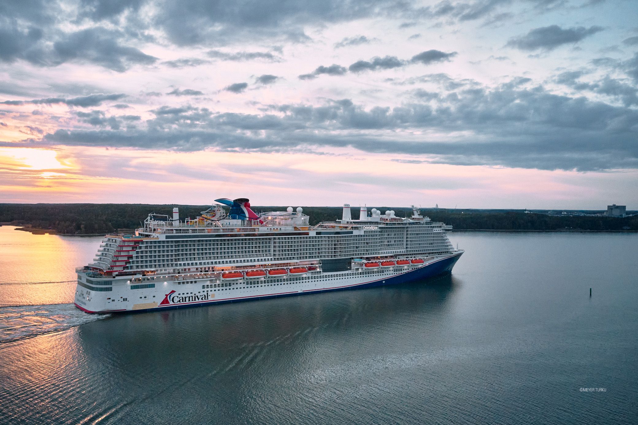 Carnival cruise traveling through the water