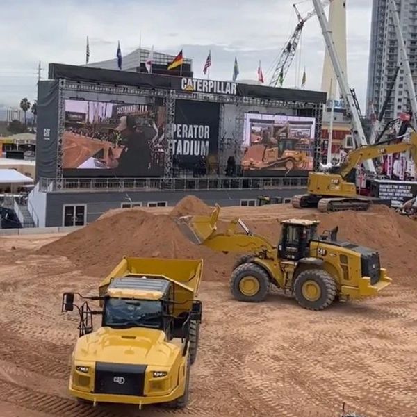 Cat machines take to the dirt in a live demo at Operator Stadium