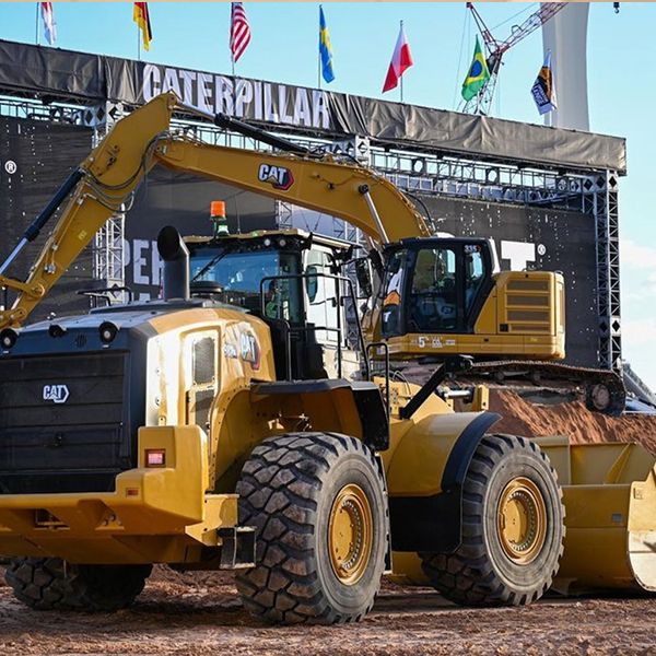 Cat machines take to the dirt in a live demo at Operator Stadium