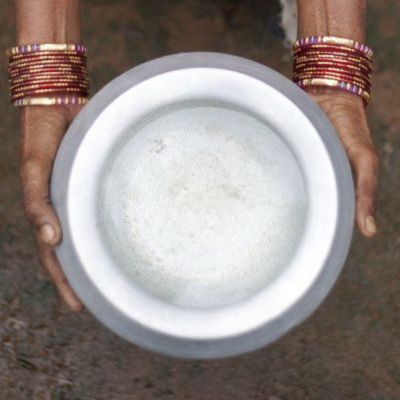 Hands holding bowl of water
