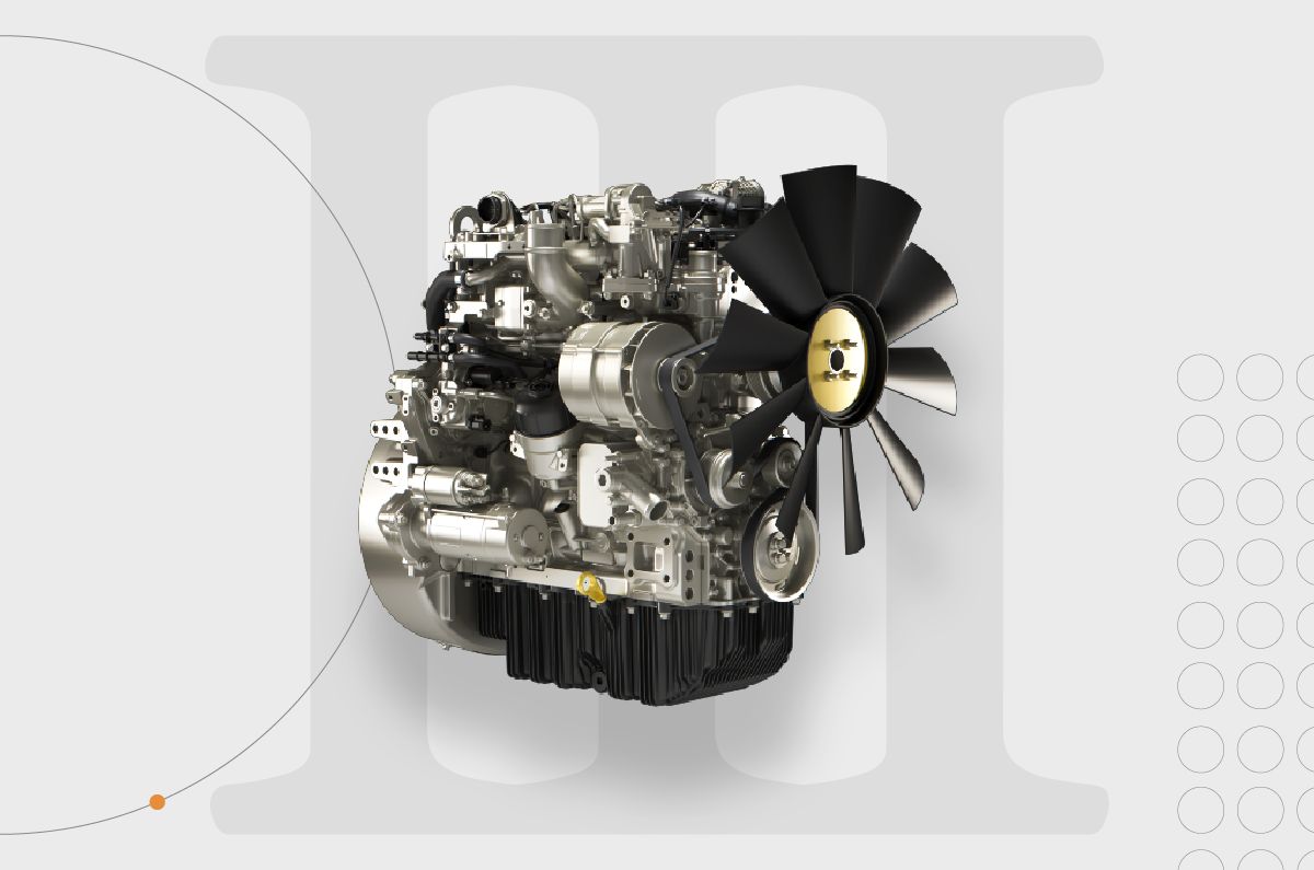 Angled perspective of a Series 9 combustion engine against a solid background showing the inner mechanism of the engine, including shiny metal components and parts. The roman numeral ‘III’ is faintly visible in the background