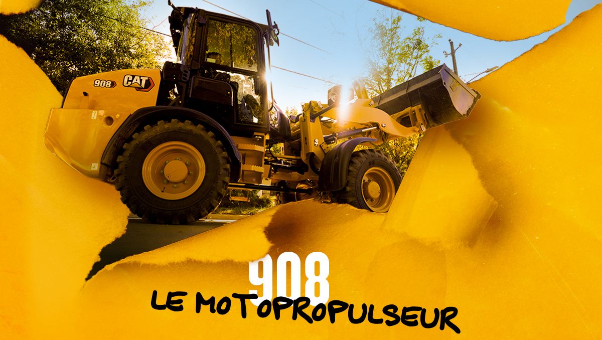 Découvrez la nouvelle chargeuse sur pneus compacte Next Gen Cat® 908. 