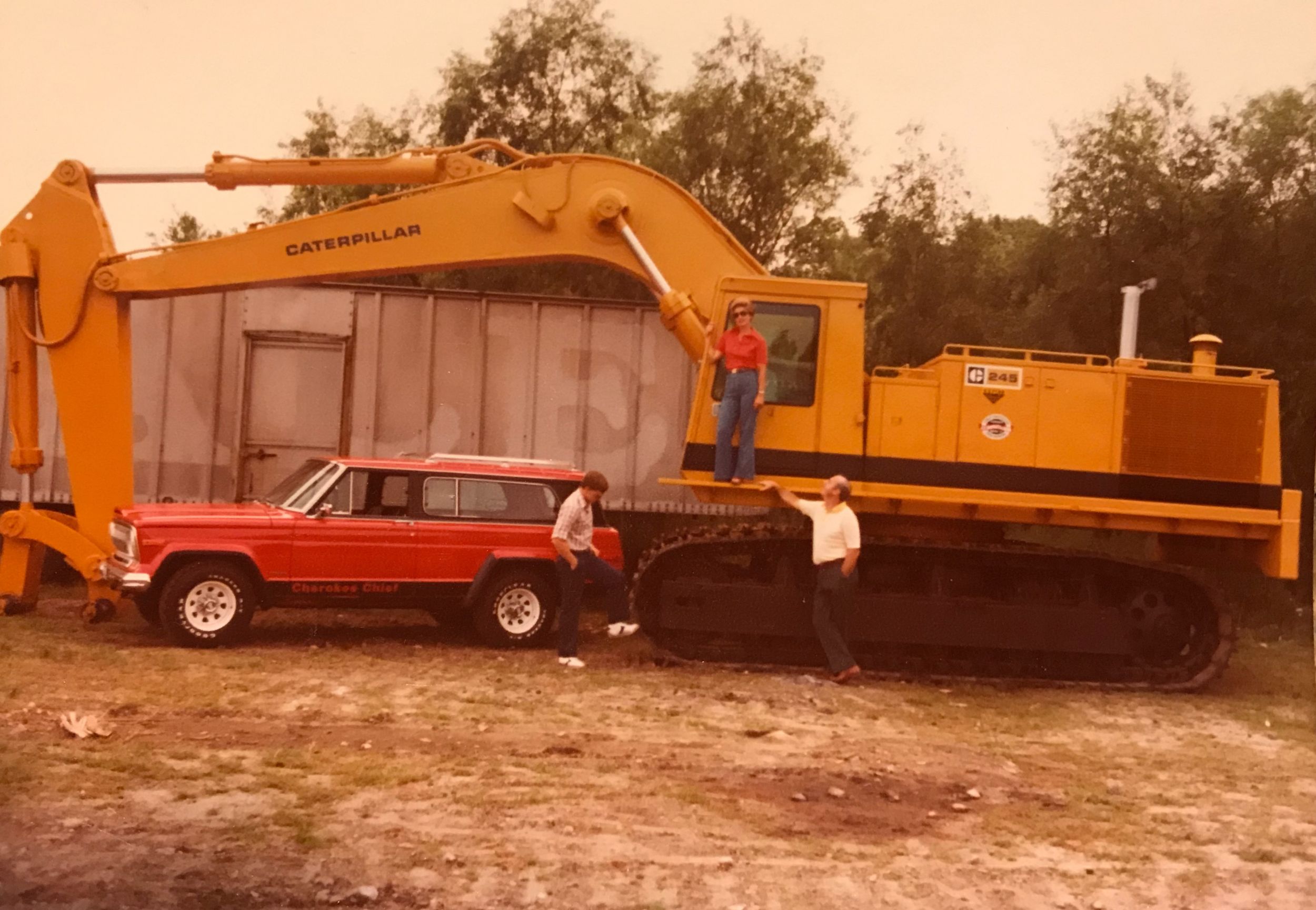 vintage photo with construction equipment  