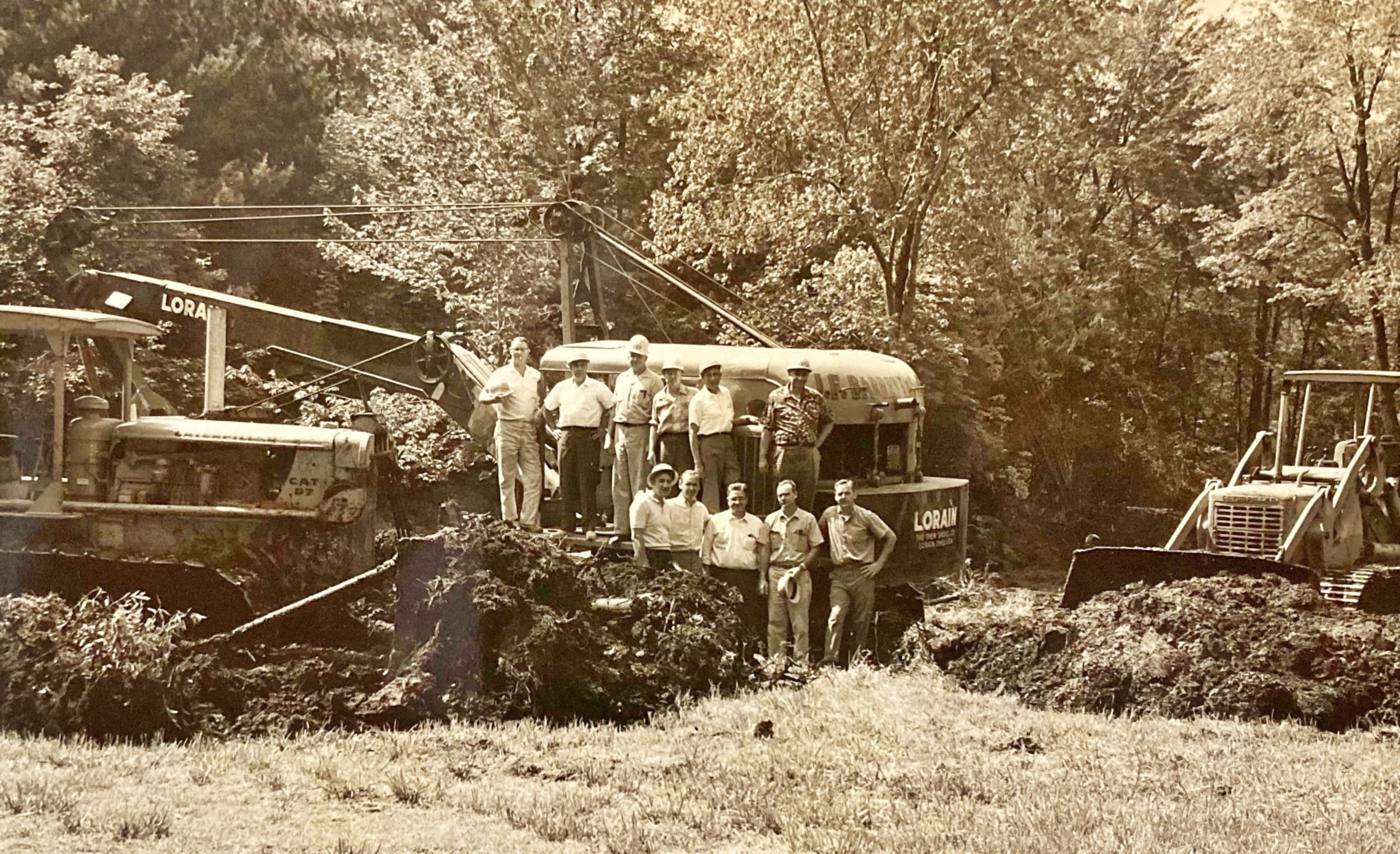 vintage photo with workers and equipment 