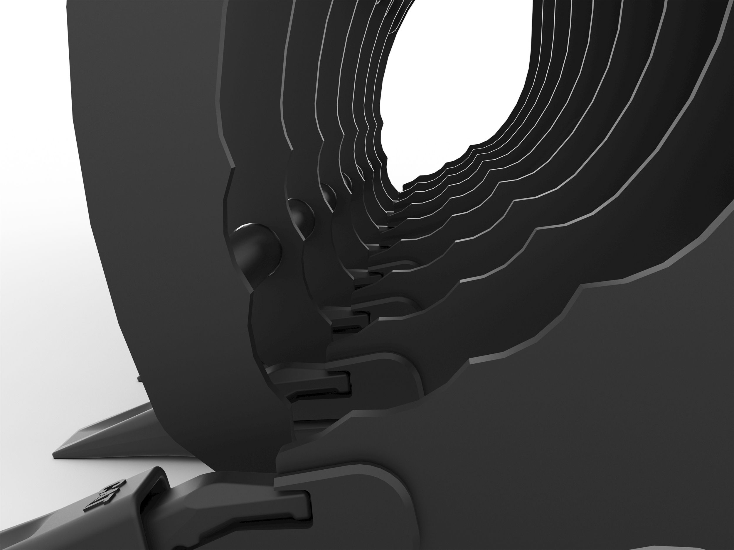 Grappins et dents en forme de dents de scie