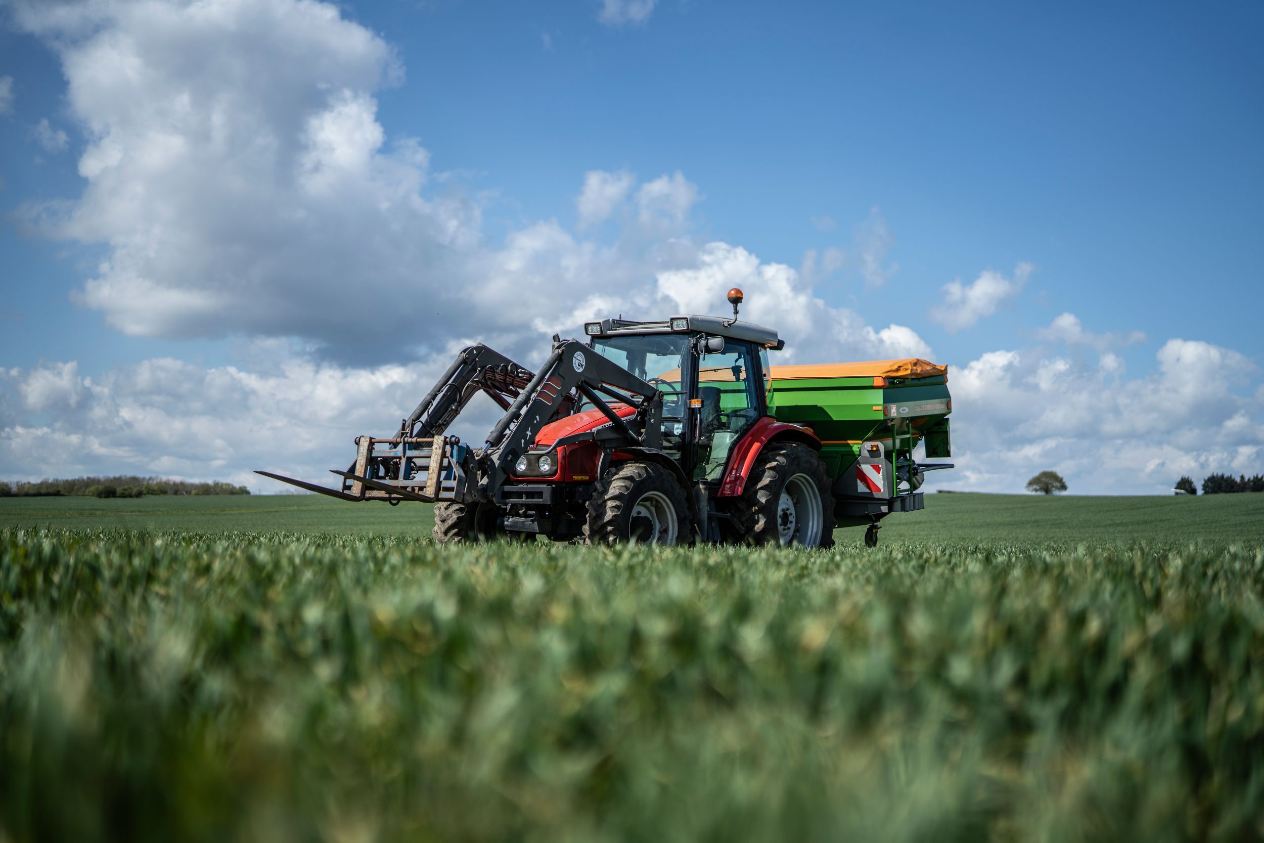 Large tractor in a field