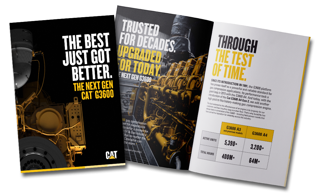 Front cover and inside view of the G3600 Brochure